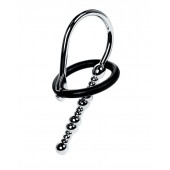 Серебристый уретральный плаг-бусины TOYFA Metal с мягким фиксириющим кольцом - ToyFa - купить с доставкой в Комсомольске-на-Амуре