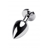 Серебристая коническая анальная пробка с красным кристаллом - 8 см. - ToyFa - купить с доставкой в Комсомольске-на-Амуре