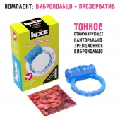 Голубое эрекционное виброкольцо Luxe VIBRO  Райская птица  + презерватив - Luxe - в Комсомольске-на-Амуре купить с доставкой