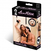 Черные фиксаторы с креплением к двери - Lux Fetish - купить с доставкой в Комсомольске-на-Амуре