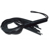 Чёрная кожаная плеть с жесткой ручкой - 63 см. - Sitabella - купить с доставкой в Комсомольске-на-Амуре