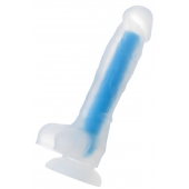 Прозрачно-синий фаллоимитатор, светящийся в темноте, Bruce Glow - 22 см. - ToyFa купить с доставкой в интернет-магазине Orgasmix в Комсомольске-на-Амуре Прозрачно-синий фаллоимитатор, светящийся в темноте, Bruce Glow - 22 см. - ToyFa