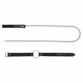 Черный поводок и чокер с кольцом Rada - Rebelts - купить с доставкой в Комсомольске-на-Амуре