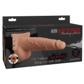 Телесный полый страпон с имитацией эякуляции 7.5  Hollow Squirting Strap-On with Balls Flesh - 21,6 см. - Pipedream - купить с доставкой в Комсомольске-на-Амуре