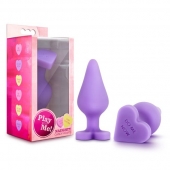 Фиолетовая анальная пробка Naughty Candy Heart Do Me Now - 8,9 см. - Blush Novelties - купить с доставкой в Комсомольске-на-Амуре