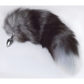 Серебристая анальная пробка с пушистым хвостом - Sitabella - купить с доставкой в Комсомольске-на-Амуре