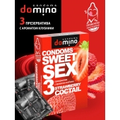 Презервативы для орального секса DOMINO Sweet Sex с ароматом клубничного коктейля  - 3 шт. - Domino - купить с доставкой в Комсомольске-на-Амуре