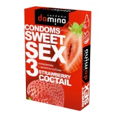 Презервативы для орального секса DOMINO Sweet Sex с ароматом клубничного коктейля  - 3 шт. - Domino - купить с доставкой в Комсомольске-на-Амуре