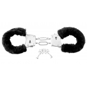 Меховые чёрные наручники Beginner s Furry Cuffs - Pipedream - купить с доставкой в Комсомольске-на-Амуре