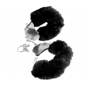 Металлические наручники Furry Love Cuffs с черным мехом - Pipedream - купить с доставкой в Комсомольске-на-Амуре
