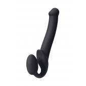 Черный безремневой страпон Silicone Bendable Strap-On M - Strap-on-me - купить с доставкой в Комсомольске-на-Амуре