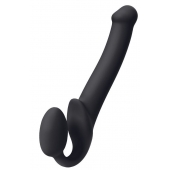 Черный безремневой страпон Silicone Bendable Strap-On M - Strap-on-me - купить с доставкой в Комсомольске-на-Амуре