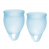Набор голубых менструальных чаш Feel confident Menstrual Cup - Satisfyer - купить с доставкой в Комсомольске-на-Амуре