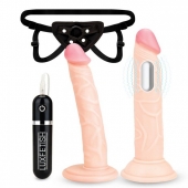 Регулируемые трусики с 2 насадками - 16 и 15 см. - Lux Fetish - купить с доставкой в Комсомольске-на-Амуре