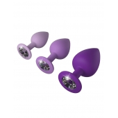 Набор из 3 фиолетовых анальных пробок со стразами Little Gems Trainer Set - Pipedream - купить с доставкой в Комсомольске-на-Амуре