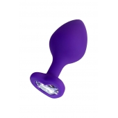 Фиолетовая анальная втулка Diamond Heart с прозрачным кристаллом - 8 см. - ToyFa - купить с доставкой в Комсомольске-на-Амуре