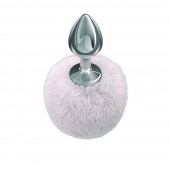 Серебристая анальная пробка с белым пушистым хвостиком Twinkle - Lola Games - купить с доставкой в Комсомольске-на-Амуре