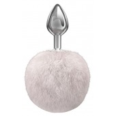 Серебристая анальная пробка с белым пушистым хвостиком Twinkle - Lola Games - купить с доставкой в Комсомольске-на-Амуре