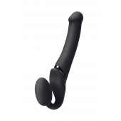 Черный безремневой вибрострапон Silicone Bendable Strap-On M - Strap-on-me - купить с доставкой в Комсомольске-на-Амуре