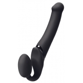 Черный безремневой вибрострапон Silicone Bendable Strap-On M - Strap-on-me - купить с доставкой в Комсомольске-на-Амуре
