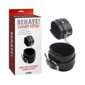 Черные оковы на ноги Obey Me Leather Ankle Cuffs - Chisa - купить с доставкой в Комсомольске-на-Амуре