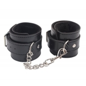 Черные оковы на ноги Obey Me Leather Ankle Cuffs - Chisa - купить с доставкой в Комсомольске-на-Амуре