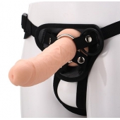 Черные трусики с телесной насадкой STRAP ON REAL DILDO - 21 см. - Dream Toys - купить с доставкой в Комсомольске-на-Амуре