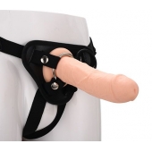 Черные трусики с телесной насадкой STRAP ON REAL DILDO - 21 см. - Dream Toys - купить с доставкой в Комсомольске-на-Амуре