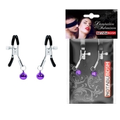 Оригинальные зажимы на соски с фиолетовыми шариками - Notabu - купить с доставкой в Комсомольске-на-Амуре