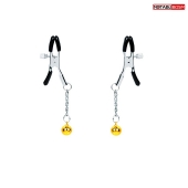 Оригинальные зажимы на соски с желтыми шариками - Notabu - купить с доставкой в Комсомольске-на-Амуре