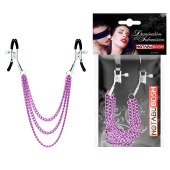 Оригинальные зажимы на соски с тройной розовой цепочкой - Notabu - купить с доставкой в Комсомольске-на-Амуре