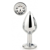 Серебристая анальная втулка с прозрачным кристаллом - 7,1 см. - Dream Toys - купить с доставкой в Комсомольске-на-Амуре
