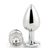 Серебристая анальная втулка с прозрачным кристаллом - 7,1 см. - Dream Toys - купить с доставкой в Комсомольске-на-Амуре