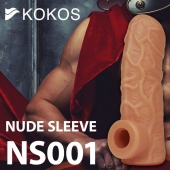 Телесная открытая насадка-реалистик с подхватом мошонки Nude Sleeve L - 14 см. - KOKOS - в Комсомольске-на-Амуре купить с доставкой