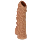 Телесная насадка с венками и открытой головкой Nude Sleeve M - 12 см. - KOKOS - в Комсомольске-на-Амуре купить с доставкой