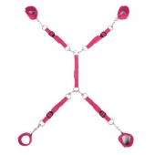 Ярко-розовый набор фиксаций на кровати Classic Bed Spreader - Lux Fetish - купить с доставкой в Комсомольске-на-Амуре