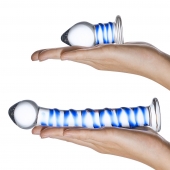 Набор из 2 стеклянных игрушек с синей спиралью Swirly Dildo   Buttplug Set - Glas