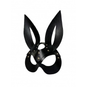 Черная кожаная маска зайки Miss Bunny - БДСМ Арсенал - купить с доставкой в Комсомольске-на-Амуре