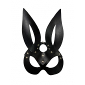 Черная кожаная маска зайки Miss Bunny - БДСМ Арсенал - купить с доставкой в Комсомольске-на-Амуре