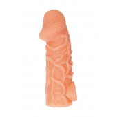 Телесная закрытая насадка с венками Cock Sleeve Size L - 17,6 см. - KOKOS - в Комсомольске-на-Амуре купить с доставкой