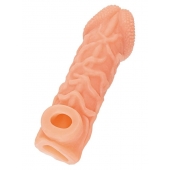 Телесная закрытая насадка с венками Cock Sleeve Size L - 17,6 см. - KOKOS - в Комсомольске-на-Амуре купить с доставкой
