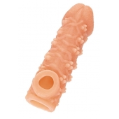 Телесная закрытая насадка с пучками шишечек Cock Sleeve Size M - 15,6 см. - KOKOS - в Комсомольске-на-Амуре купить с доставкой