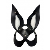 Черная маска зайки с белым мехом на ушках Miss Bunny - БДСМ Арсенал - купить с доставкой в Комсомольске-на-Амуре