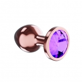 Пробка цвета розового золота с фиолетовым кристаллом Diamond Amethyst Shine S - 7,2 см. - Lola Games - купить с доставкой в Комсомольске-на-Амуре