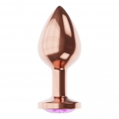 Пробка цвета розового золота с фиолетовым кристаллом Diamond Amethyst Shine S - 7,2 см. - Lola Games - купить с доставкой в Комсомольске-на-Амуре