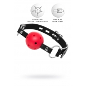 Красный кляп-шар на черных ремешках - ToyFa - купить с доставкой в Комсомольске-на-Амуре