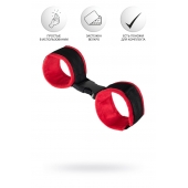 Красно-черные велюровые наручники Anonymo - ToyFa - купить с доставкой в Комсомольске-на-Амуре