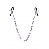 Зажимы для сосков с фиолетовой цепочкой Sweet Caress Nipple Chain - Sweet Caress - купить с доставкой в Комсомольске-на-Амуре