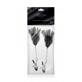 Зажимы для сосков с черными перьями Sweet Caress Feather Nipple Clumps - Sweet Caress - купить с доставкой в Комсомольске-на-Амуре