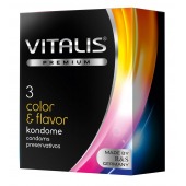 Цветные ароматизированные презервативы VITALIS PREMIUM color   flavor - 3 шт. - Vitalis - купить с доставкой в Комсомольске-на-Амуре